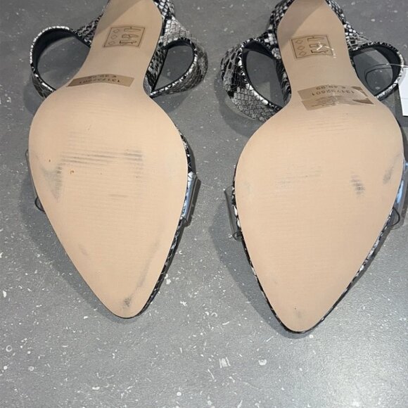 TRANSPARENT band snakeskin print double straps heeled mules size 7 - Picture 8 of 14